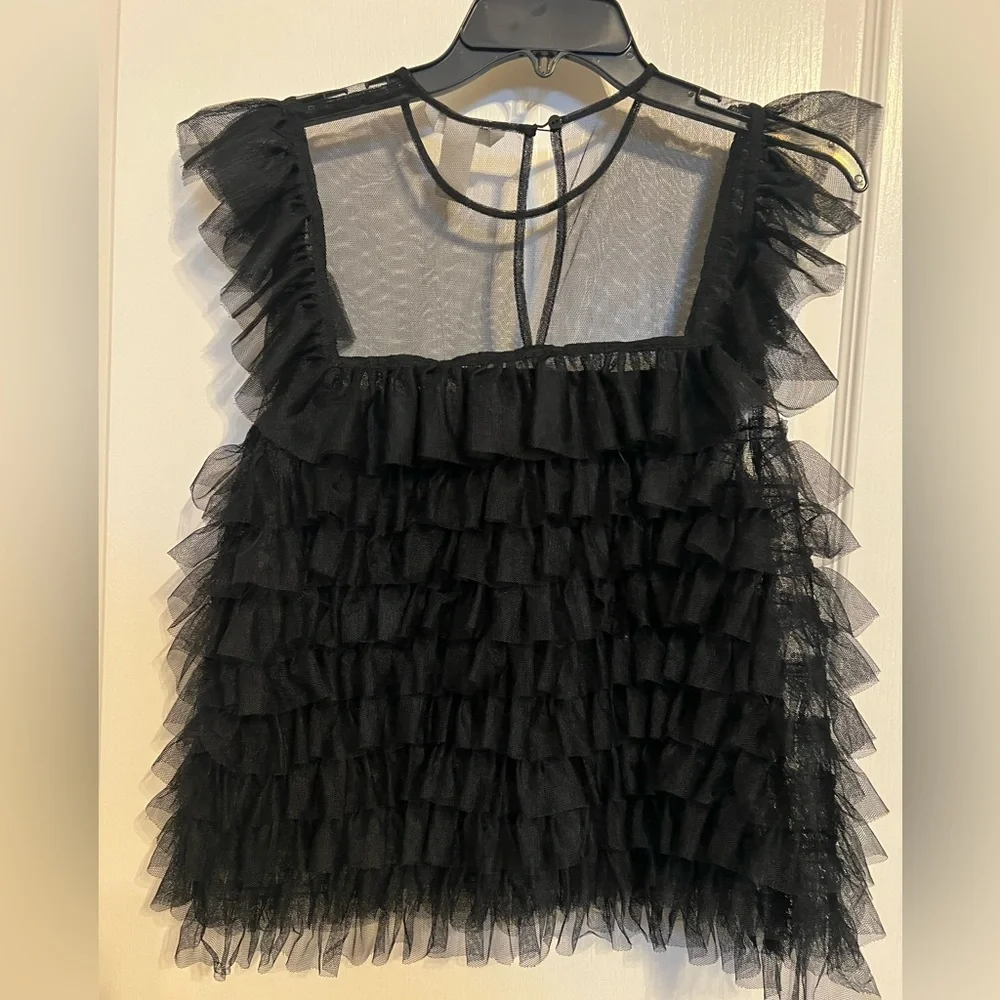 Woman’s Ruffle Armhole Solid Top - Picture 2 of 3